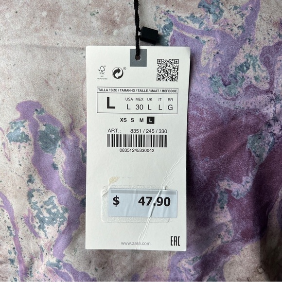 ZARA SATIN EFFECT PRINTED TOP PURPLE | 8351/245 - Picture 7 of 11